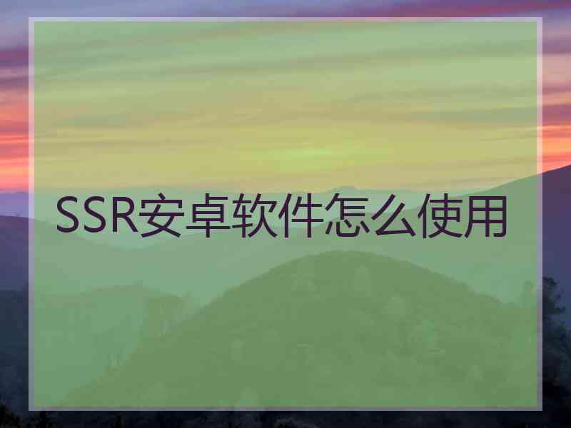 SSR安卓软件怎么使用